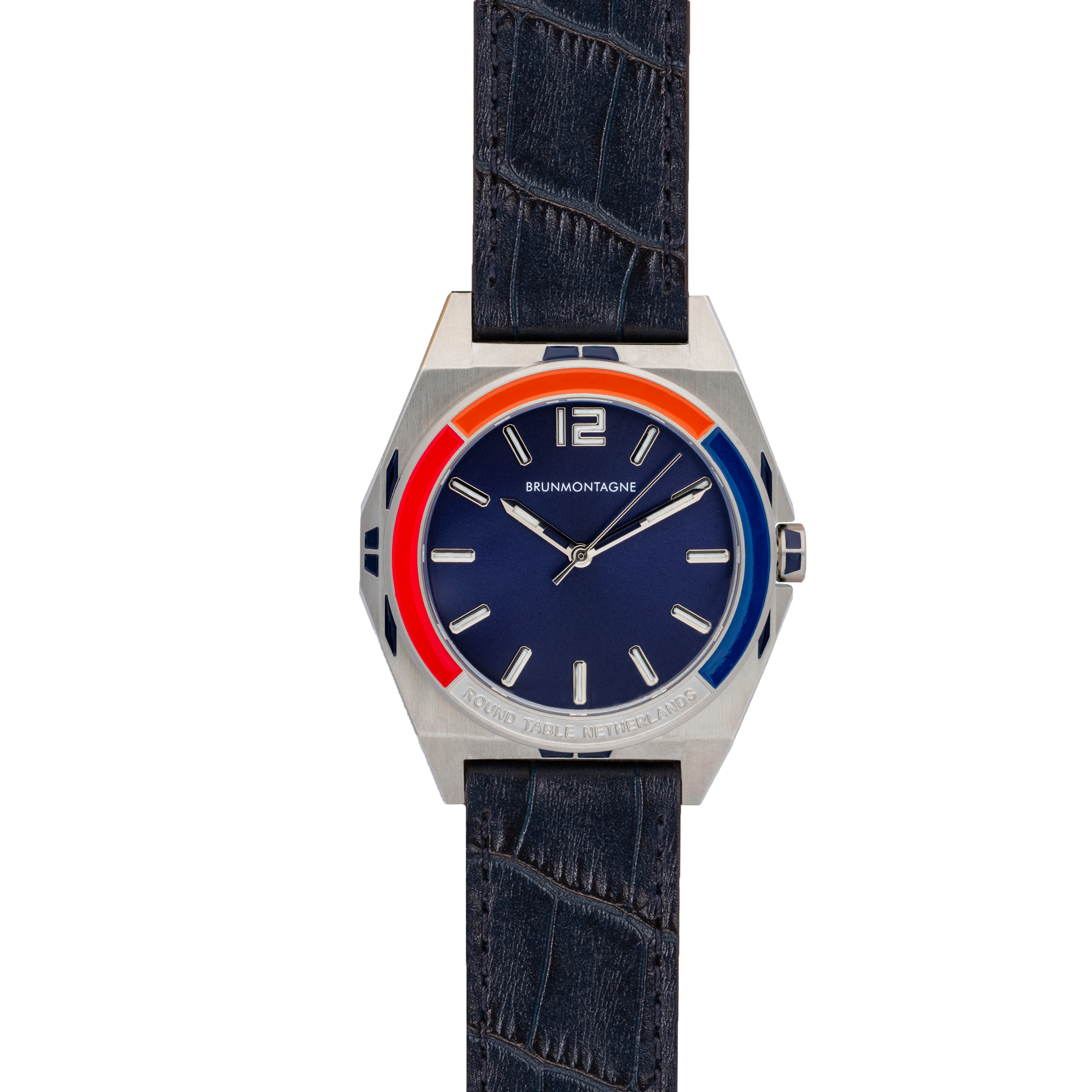 Ronde tafel horloge leder voorkant