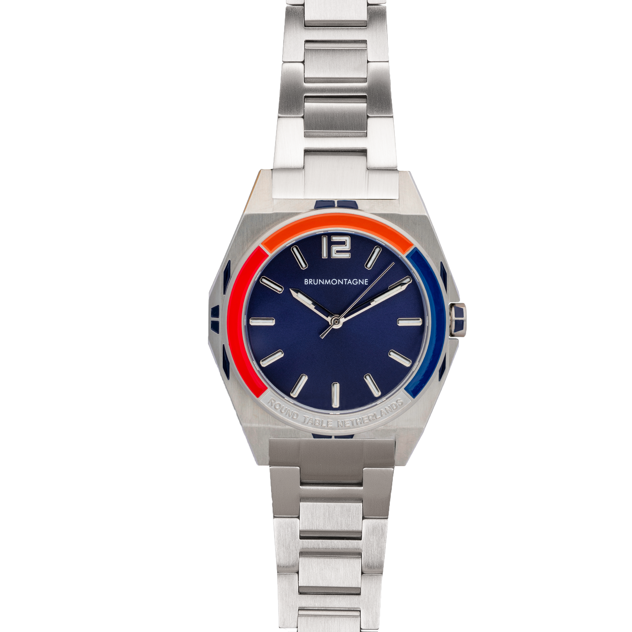 Ronde tafel horloge staal smal voorkant