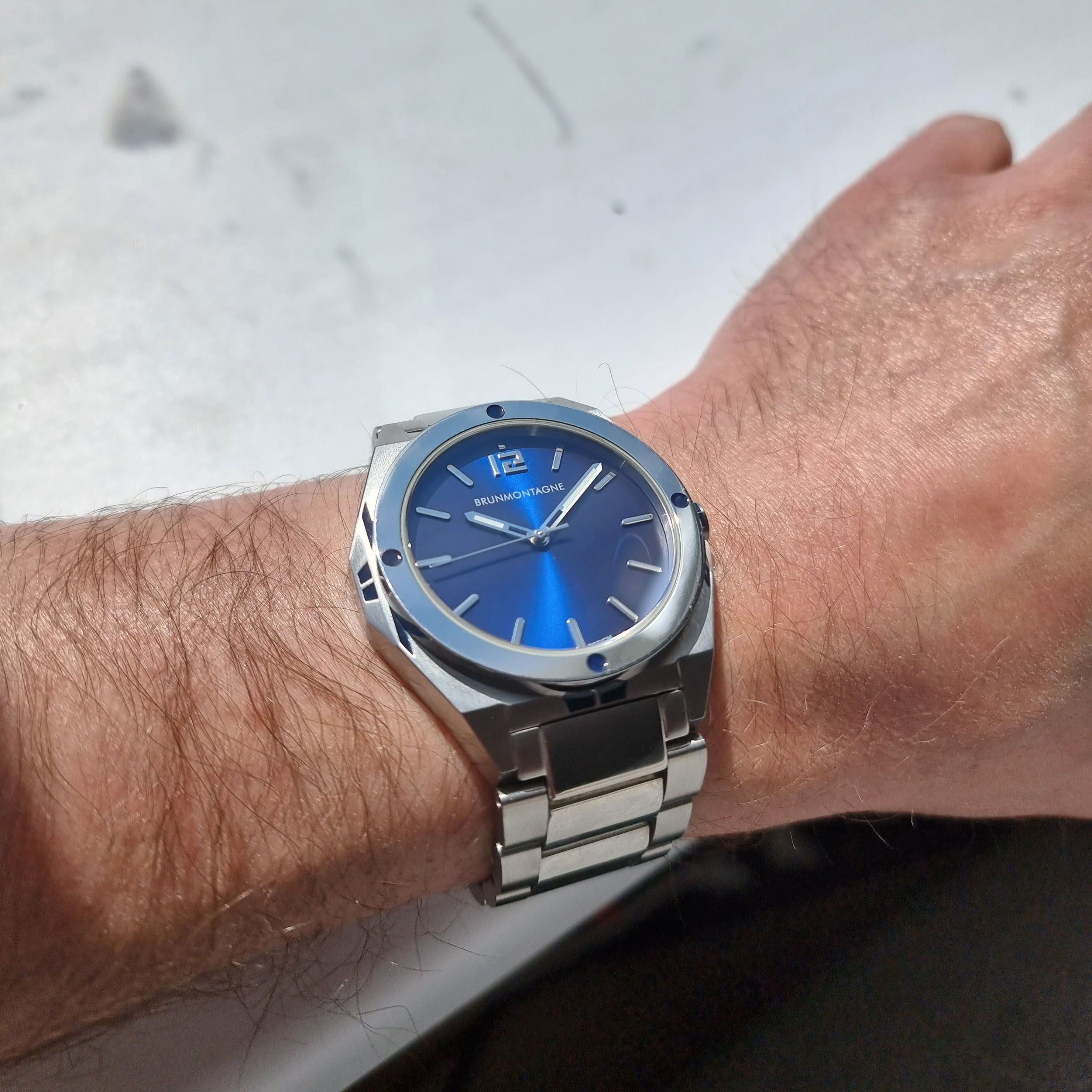 42mm Steel Blue Representor with PCL bracelet and polished bezel
