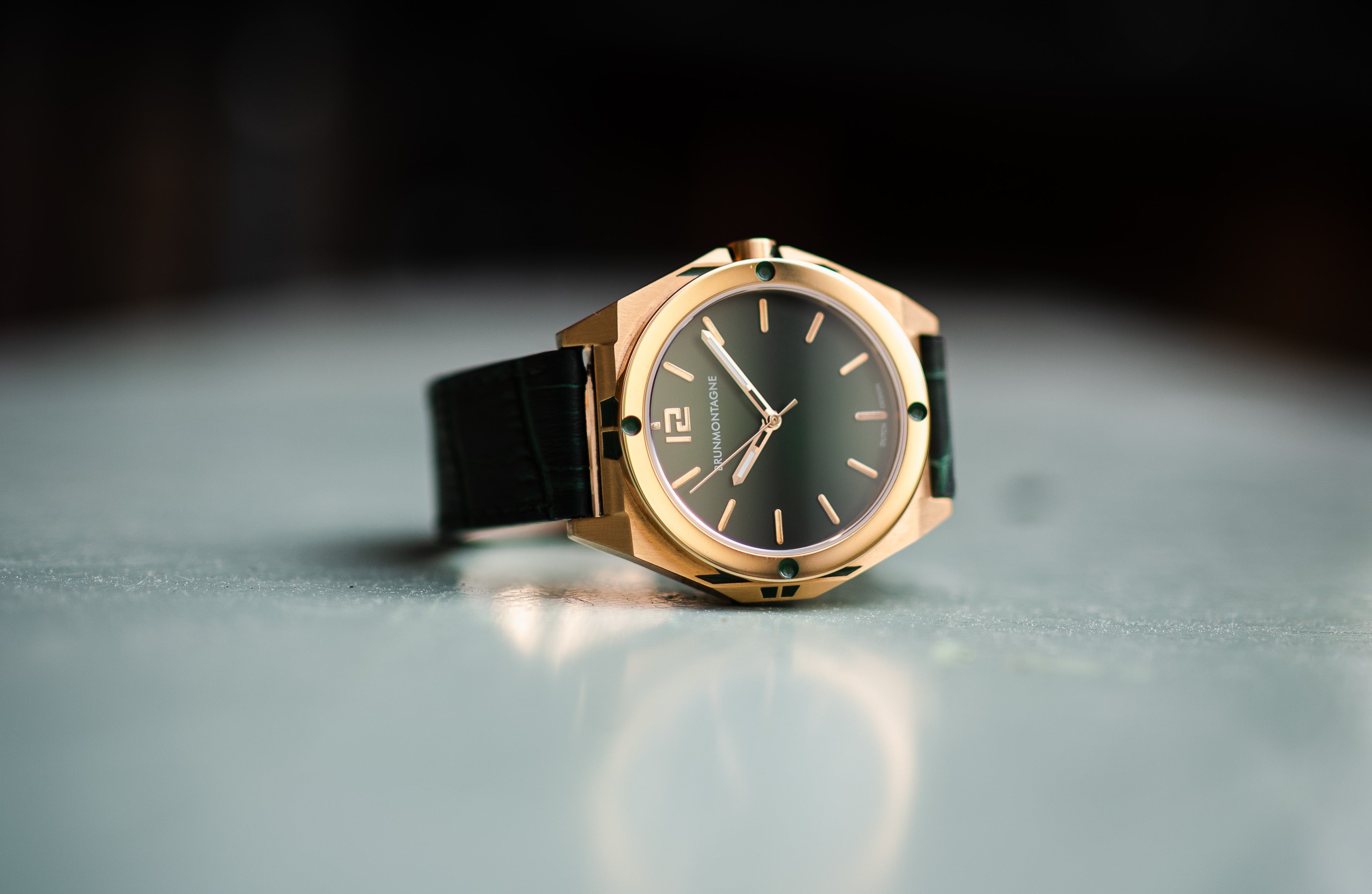 42mm Rgoud/Groen schuin leder