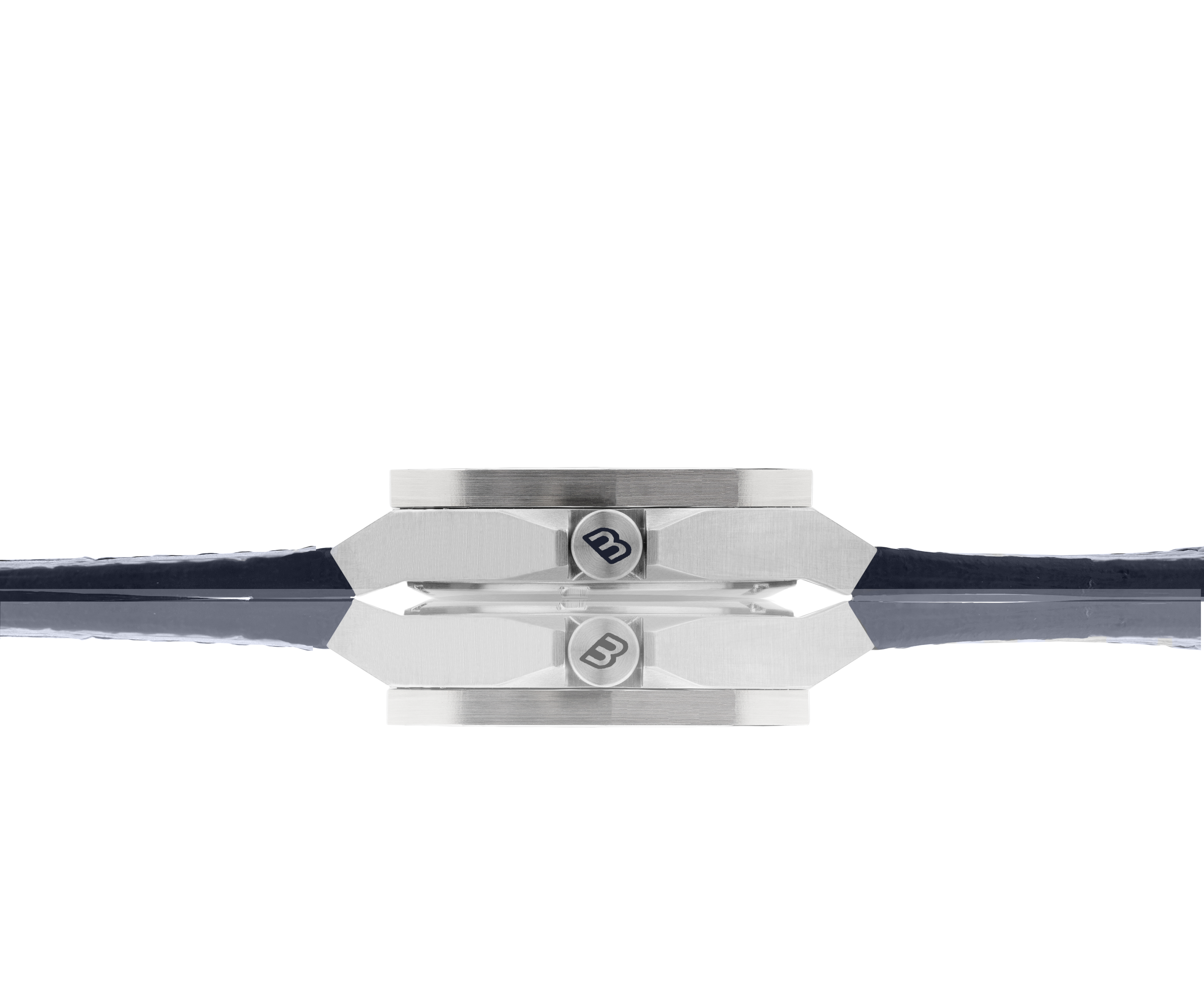 40mm Representor staal/blauw geborstelde bezel zijkant leder