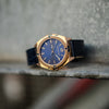 42mm Rosegold Blue Representor with leather band and polished bezel